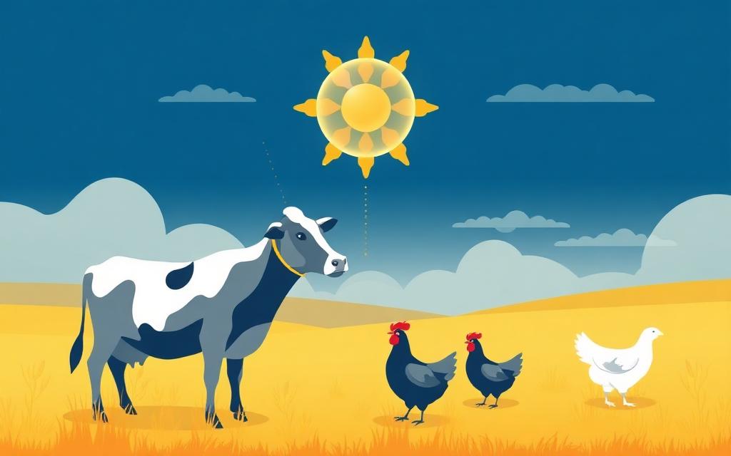 Livestock in an open field receiving needle-free oral vaccination via nanocapsids
